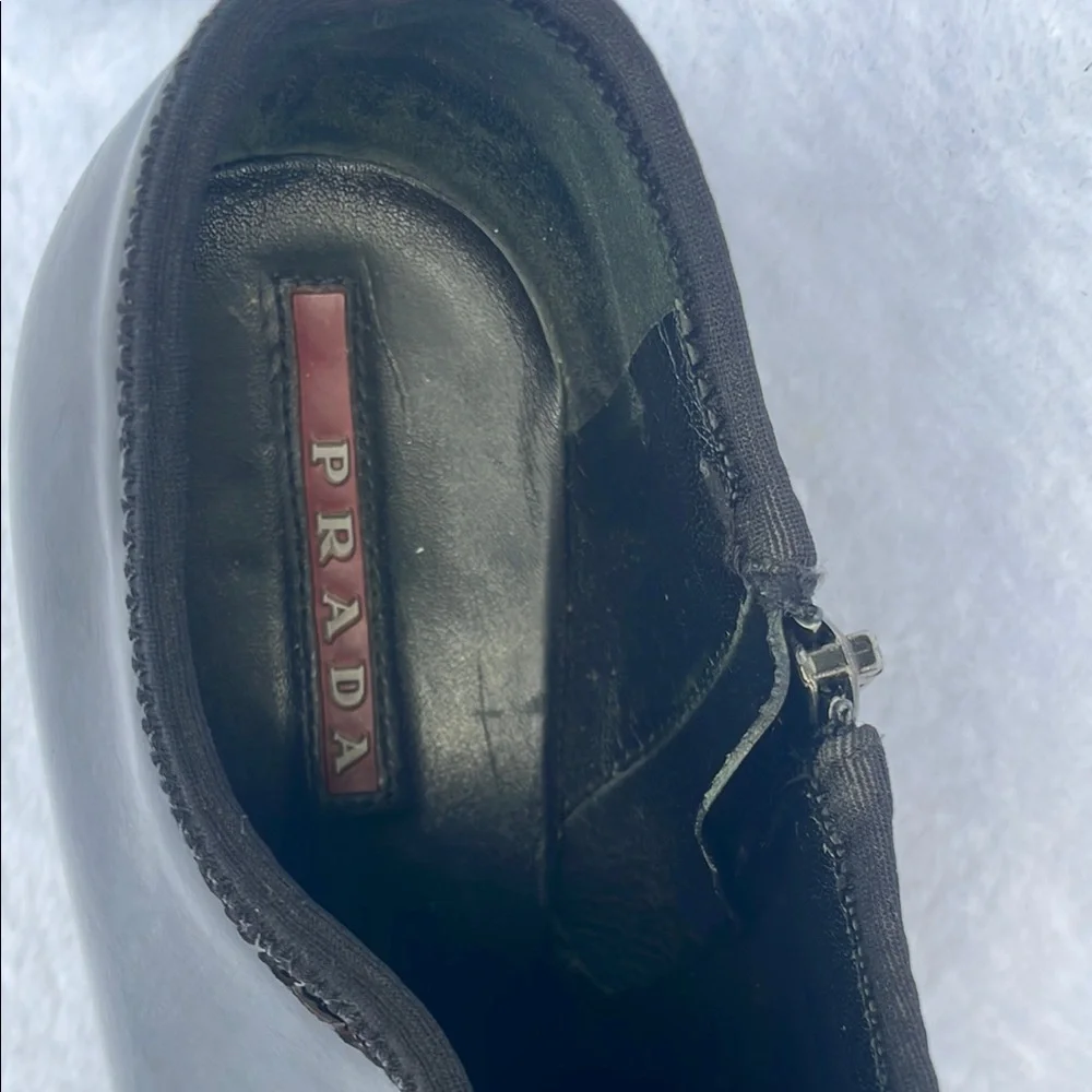 Prada Glossy Black Ankle Booties